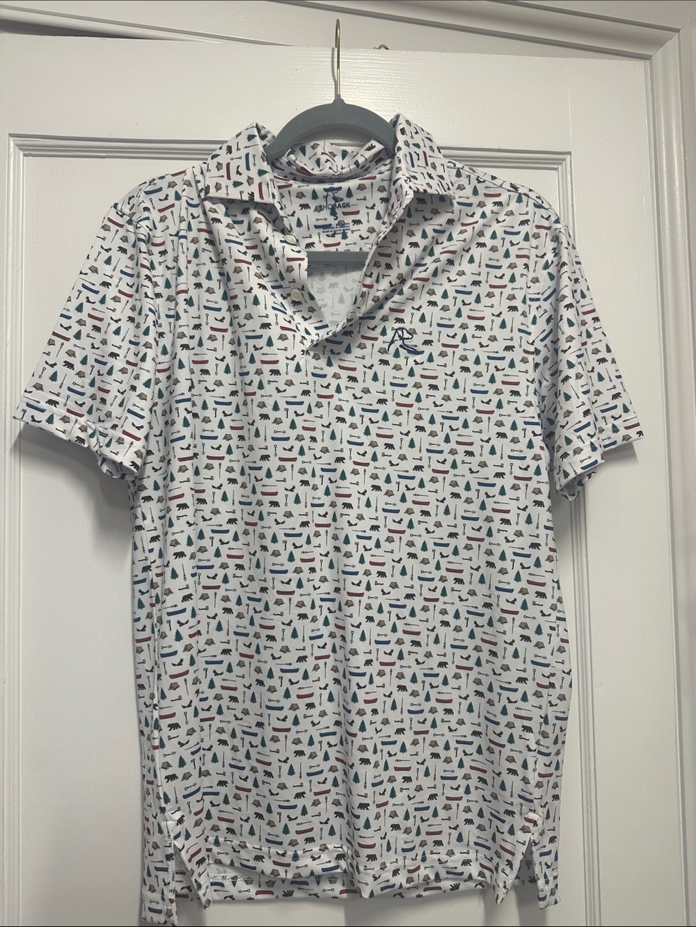 Rhoback White Polo with Multicolor Mini Outdoor Print - Picture 4 of 4